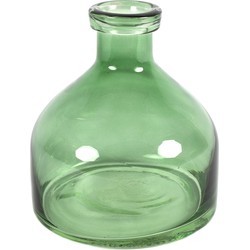 Countryfield Bloemenvaas Low Bottle - transparant groen - glas - D18 x H20 cm - Buikfles - Vazen