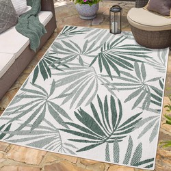 Tapijtenloods Duo Binnen en Buiten Vloerkleed Dubbelzijdig Outdoor Laagpolig Tapijt Groen- 160x230 CM