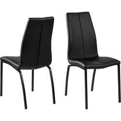 Eetkamerstoel - Zwart - PU Leer - 57x44x95cm - Askra - Set van 4
