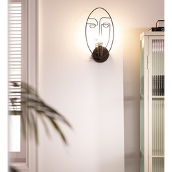 Bussandri  - Moderne Wandlamp - Metaal - Modern - E14 - L:17cm - Voor Binnen - Woonkamer - Eetkamer - Slaapkamer - Wandlampen - Zwart