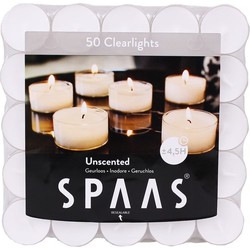 Spaas theelichtjes/waxinelichtjes - 50x - wit - 4,5 branduren - Waxinelichtjes