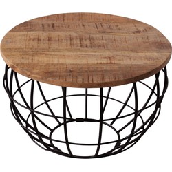 SVJ Salontafel Rond - 55 x 55 x 37 cm - Metaal - Zwart/Lichtbruin