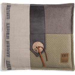 Knit Factory Lex Sierkussen - Olive - 50x50 cm - Inclusief kussenvulling