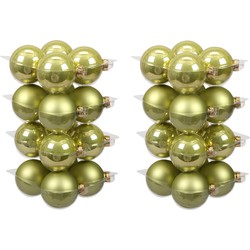 32x stuks glazen kerstballen salie groen (oasis) 8 cm mat/glans - Kerstbal