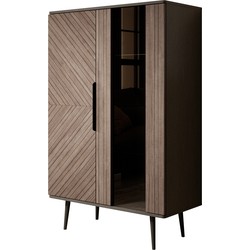 Meubella Vitrinekast Pedro - Donker eiken - Zwart eiken - 90 cm