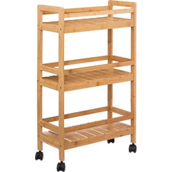 5Five Keukentrolley - bruin - bamboe hout - 80 x 45 x 22 cm - keukenkast - Opberg trolley