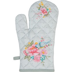 Clayre & Eef Ovenwant  18x30 cm Groen Katoen Bloemen Ovenhandschoen