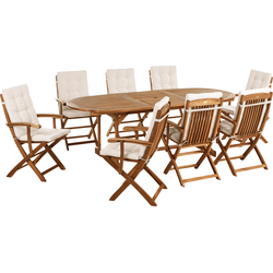 MAUI PREMIUM - Tuinset voor 8 - Lichtbeige - Acaciahout