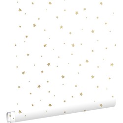 ESTAhome behang sterretjes wit en goud - 0,53 x 10,05 m - 139259