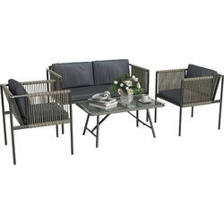 4goodz Tuinmeubelset 4-delig met salontafel, bank en 2 stoelen