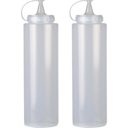 Urban Living Doseerfles/sausfles - 2x - kunststof - met schenktuit - 1000 ml - 28 cm - Garneergerei