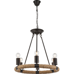 Industriële hanglamp Ulleu - L:50cm - E27 - Metaal - Zwart