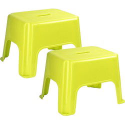 PlasticForte Keukenkrukje/opstapje - 2x - Handy Step - groen - kunststof - 40 x 30 x 28 cm - Huishoudkrukjes