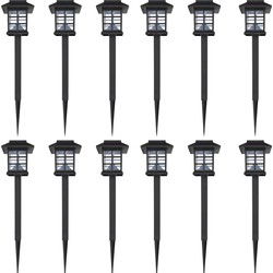 Prolenta Premium 12-delige LED-tuinverlichtingsset solar met pin 8,6x8,6x38 cm
