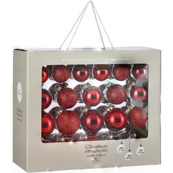 Kerstballenpakket 42x rode kerstballen van glas 5-6-7 cm - Kerstbal