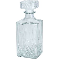 Glazen decoratie fles/karaf 900 ml/9 x 23 cm voor water of likeuren - Whiskeykaraffen