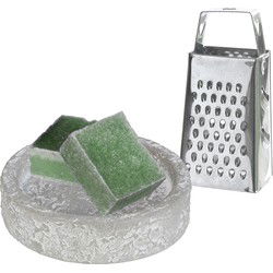 Ideas4seasons Amberblokjes/geurblokjes cadeauset - dennen geur - inclusief schaaltje en mini rasp - Amberblokjes