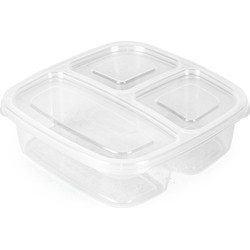 PlasticForte Vershoudbakje - 1 ST - 3-vaks - 1,2L - meal prep bakje - Vershoudbakjes