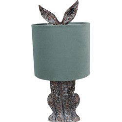 Clayre & Eef Tafellamp Konijn Ø 20x43 cm Bruin Groen Kunststof Bureaulamp