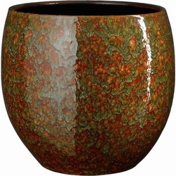 Mica Decorations Bloempot Fabian - 28x28x28 cm - Terracotta - Groen