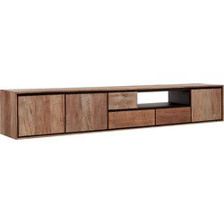 DTP Home Hanging TV stand Metropole extra large, 3 doors, 3 drawers, open rack,40x235x40 cm, recycled teakwood