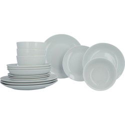 Luzzo® Base Serviesset 4 Persoons met Pastaborden - 16 delig - Wit