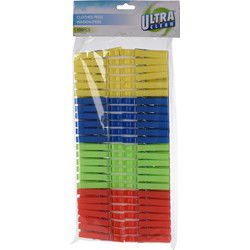 Ultra Clean Wasknijpers - 100x - kunststof - gekleurd - 8 cm - Knijpers