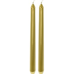 2x Lange kaarsen goud 25 cm - Dinerkaarsen