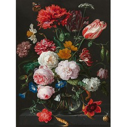 Buitencanvas op houten frame 58x78 cm stilleven met bloemen in een glazen vaas - Anna's Collection
