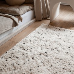 Berber Vloerkleed Hoogpolig Wit/Zwart - Dip - Interieur05-80 x 150 cm - (XS) - Polypropyleen - 80 x 150 - (XS)