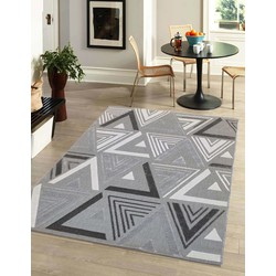 Indoor & Outdoor Vloerkleed - Algarve Flycarpets - Grijs - Driehoek Design - 80x150 cm