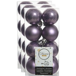 48x stuks kunststof kerstballen heide lila paars 4 cm glans/mat - Kerstbal