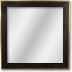 Wandspiegel - 90x90 - Goud/zwart - Teak