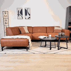 Hoekbank Barin cognac robuust eco leder - links