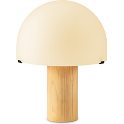 Home sweet home tafellamp Mushroom hout naturel - kap glas