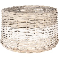 Clayre & Eef Lampenkap  Ø 45x27 cm Bruin Wit Rotan Rond Rieten Lampenkap