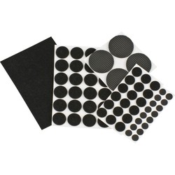63x Zwarte meubelviltjes / beschermviltjes / antislip stickers in verschillende diameters - Meubelviltjes