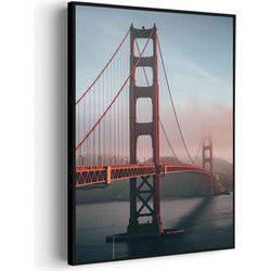 Muurwerken Akoestisch Schilderij - Golden Gate Bridge San Francisco - Geluidsdempend Wandpaneel - Wanddecoratie - Geluidsisolatie - PRO (AW 0.90) S (50X70)