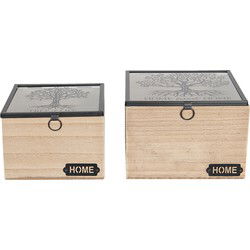 Clayre & Eef Opbergdoosje Set van 2 Bruin MDF
