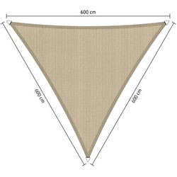 Compleet pakket: Shadow Comfort driekhoek 6x6x6m Neutral Sand met RVS Bevestegingsset en buitendoek reiniger
