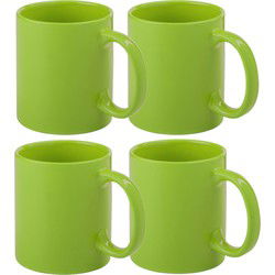 Bellatio Design Koffie mokken/bekers - 6x - keramiek - groen - 370 ml - Bekers