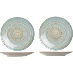 Cosy & Trendy diner bord Turbolino - 2x - blauw - dia 27 cm - Ontbijtborden