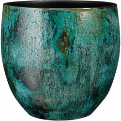 Mica Decorations Loren Bloempot - 34x34x34 cm - Terracotta - Blauw