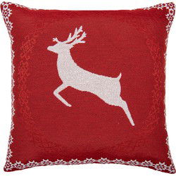 Clayre & Eef Kussenhoes 44x44 cm Rood Polyester Katoen Vierkant Hert