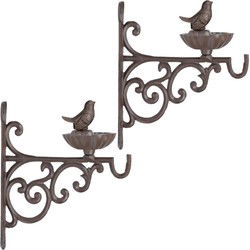 Esschert Design Vogelvoederbak - 2x - gietijzer - met haak - 19 cm - Vogelhuisjes