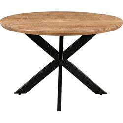 Livingfurn - Eetkamertafel Jesper Round 120cm - Mangohout / Gecoat Staal