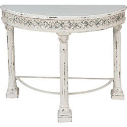 Clayre & Eef Sidetable Wit IJzer Bloemen