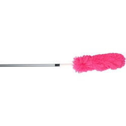 Plumeau/duster microvezel met telescoopsteel 75 - 150 cm roze - plumeaus