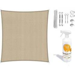 Compleet pakket: Shadow Comfort vierkant 5x5 Neutral Sand met RVS Bevestigingsset en buitendoekreiniger