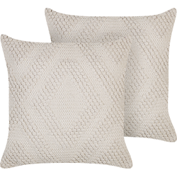 CATALPA  - Sierkussen set van 2 - Gebroken wit - 45 x 45 cm - Katoen
